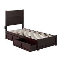 Noho Twin Extra Long Bed With Footboard And 2 Drawers In Espresso