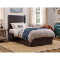 Noho Twin Extra Long Bed With Footboard And 2 Drawers In Espresso