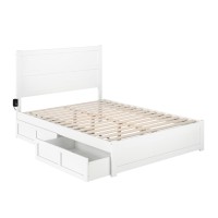 Noho Queen Bed With Footboard And 2 Drawers In White