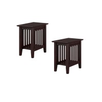 Afi Mission Solid Hardwood Side Table Set Of 2 Black Espresso