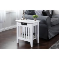 Afi Mission Solid Hardwood Side Table With Usb Charger Set Of 2 White