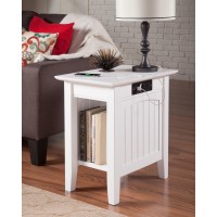 Afi Nantucket Solid Hardwood Side Table With Usb Charger Set Of 2 White