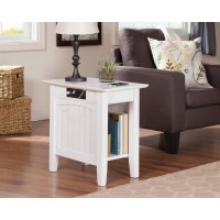 Afi Nantucket Solid Hardwood Side Table With Usb Charger Set Of 2 White