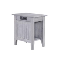 Afi Nantucket Solid Hardwood Side Table With Usb Charger Set Of 2 Driftwood