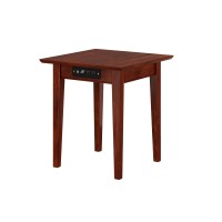 Afi Shaker Solid Hardwood End Table With Usb Charger Set Of 2 Walnut