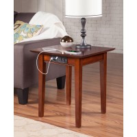 Afi Shaker Solid Hardwood End Table With Usb Charger Set Of 2 Walnut