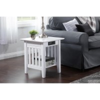 Afi Mission Solid Hardwood End Table With Usb Charger Set Of 2 White