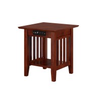 Afi Mission Solid Hardwood End Table With Usb Charger Set Of 2 Walnut
