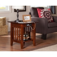 Afi Mission Solid Hardwood End Table With Usb Charger Set Of 2 Walnut