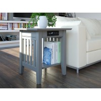Afi Mission Solid Hardwood End Table With Usb Charger Set Of 2 Grey