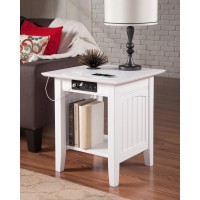 Afi Nantucket Solid Hardwood End Table With Usb Charger Set Of 2 White