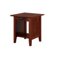 Afi Nantucket Solid Hardwood End Table With Usb Charger Set Of 2 Walnut