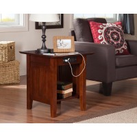 Afi Nantucket Solid Hardwood End Table With Usb Charger Set Of 2 Walnut