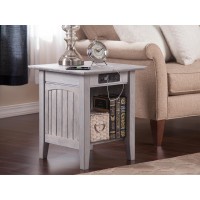 Afi Nantucket Solid Hardwood End Table With Usb Charger Set Of 2 Driftwood