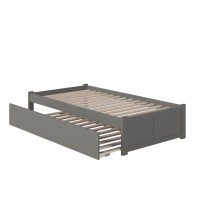 Concord Twin Extra Long Bed With Footboard And Twin Extra Long Trundle In Grey
