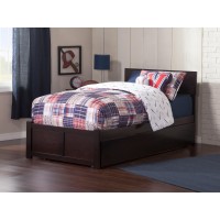 Orlando Twin Extra Long Bed With Footboard And Twin Extra Long Trundle In Espresso