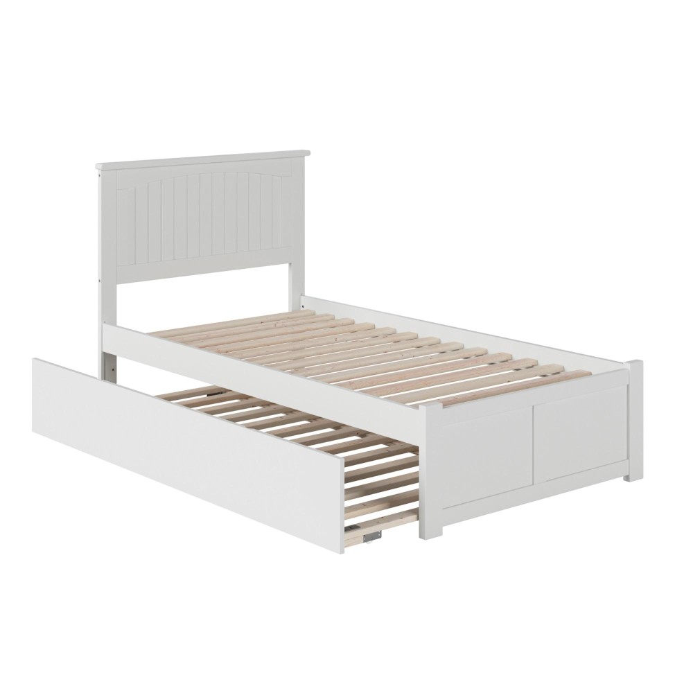 Nantucket Twin Extra Long Bed With Footboard And Twin Extra Long Trundle In White