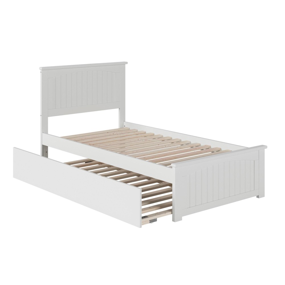Nantucket Twin Extra Long Bed With Matching Footboard And Twin Extra Long Trundle In White