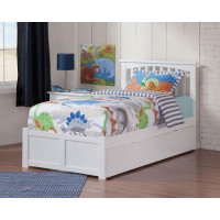 Mission Twin Extra Long Bed With Footboard And Twin Extra Long Trundle In White