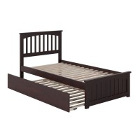 Mission Twin Platform Bed With Matching Foot Board With Twin Size Urban Trundle Bed In Espresso