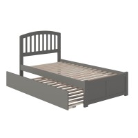 Richmond Twin Extra Long Bed With Footboard And Twin Extra Long Trundle In Grey
