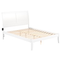 Afi Portland Queen Size Platform Bed With Charging Station In White