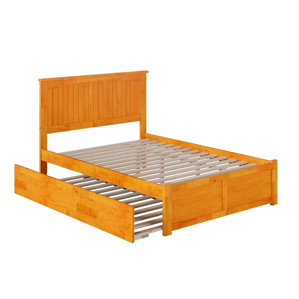 Afi Nantucket Full Size Platform Bed With Panel Footboard And Twin Size Trundle In Caramel Latte