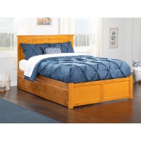 Afi Nantucket Full Size Platform Bed With Panel Footboard And Twin Size Trundle In Caramel Latte