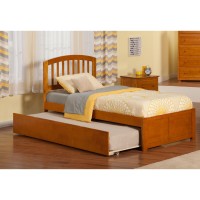 Afi Richmond Twin Size Platform Bed With Panel Footboard And Twin Size Trundle In Caramel Latte
