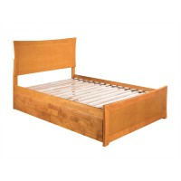 Afi Metro Full Size Solid Wood Platform Bed With Matching Footboard And Twin Trundle In Caramel Latte