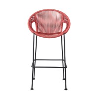 Acapulco 26 Indoor Outdoor Steel Bar Stool With Brick Red Rope