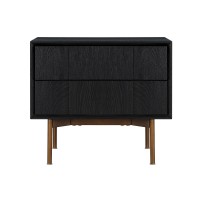 Carnaby 2 Drawer Nightstand In Black Brushed Oak And Bronze