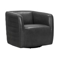 Melanie Swivel Leather Barrel Chair