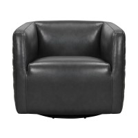 Melanie Swivel Leather Barrel Chair