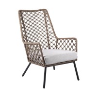 Marco Polo Indoor Outdoor Steel Lounge Chair With Truffle Rope And Grey Cushion