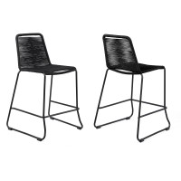 Shasta 26 Outdoor Metal And Black Rope Stackable Counter Stool - Set Of 2