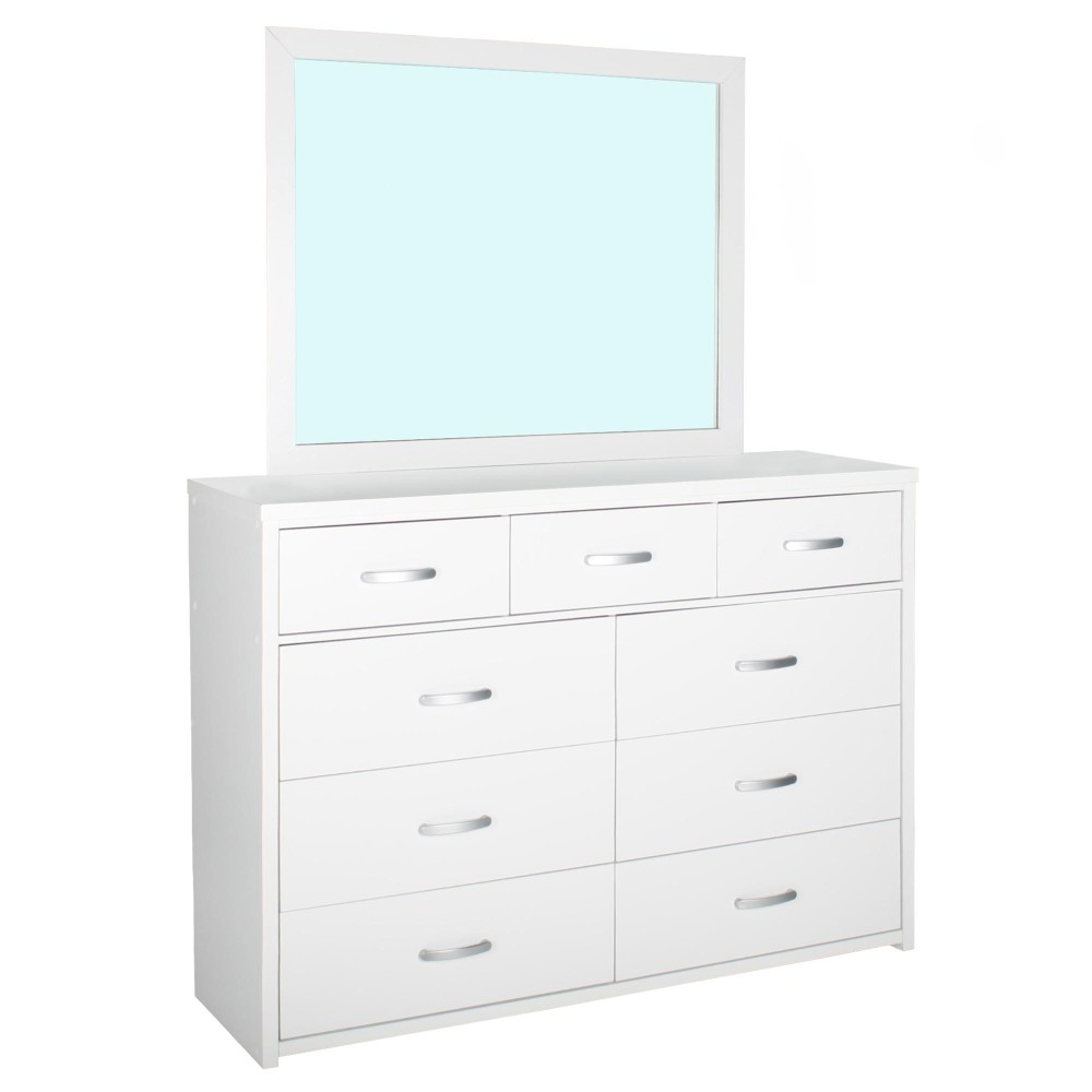 Better Home Products Majestic Super Jumbo 9-Drawer Double Dresser In White