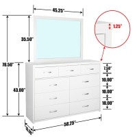 Better Home Products Majestic Super Jumbo 9-Drawer Double Dresser In White