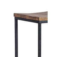 Iron Base Counter Height Stool With Wooden Saddle Seat, Brown And Black