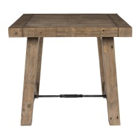 Handcrafted Reclaimed Wood End Table With Grains, Weathered Gray
