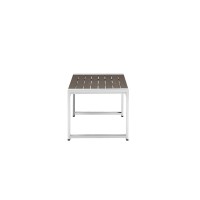 Outdoor Metal Coffee Table With Panel Design, Brown And White