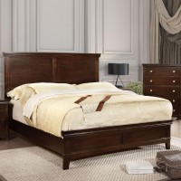 Transitional Full Bed With Panel Headboard And Footboard, Cherry Brown