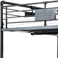 Metal Full Over Full Bunk Bed With Plumbing Pipe Ornaments, Black