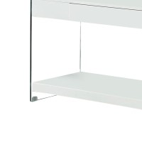 Contemporary Style Plastic Tv Stand With Glass Side Panels, White