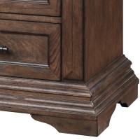 3 Drawer Transitional Nightstand With Bracket Legs And Bar Handles, Brown