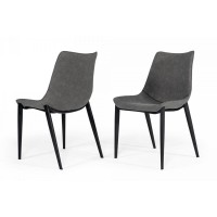 Counter Leatherette Dining Chair With Angled Tapered Legs, Set Of 2, Gray