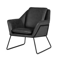 Leatherette Accent Chair With Sloping Arms And Sled Base, Black