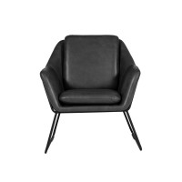 Leatherette Accent Chair With Sloping Arms And Sled Base, Black