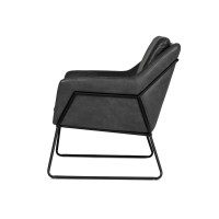 Leatherette Accent Chair With Sloping Arms And Sled Base, Black