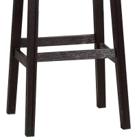29 Inch Wooden Bar Stool With Upholstered Cushion Seat, Set Of 2, Gray And Red